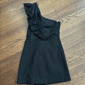 Zara Black One-Shoulder romper  with Ruffle